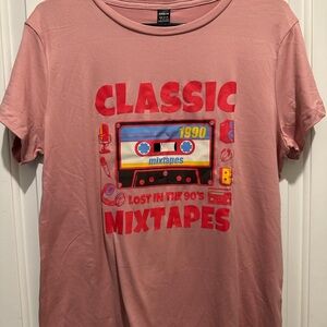 SHEIN Pink Classic Mixtapes Tee
